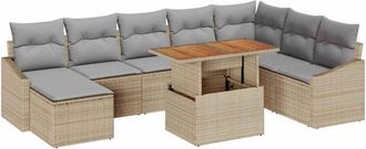 vidaXL Garden Sofa Set with Storage 9 pcs Beige Poly rattan vidaXL