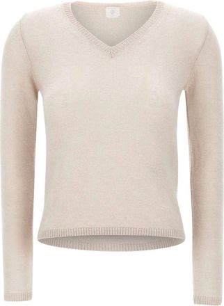 Eleventy V-hals trui - Dames - Truien - Beige - Maat: M Kasjmier