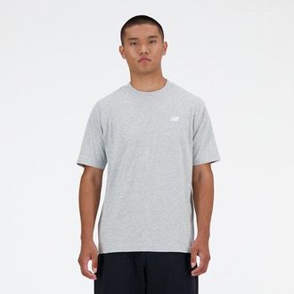 New Balance Hombre Sport Essentials Cotton T-Shirt en Gris/Blanco, Algod&oacute;n, Talla 2XL