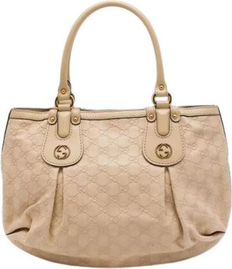 Gucci Pre-owned Scarlett Tote Bag - Dames - Vintage Shopper - Beige - ONE Size - Leer - Vintage