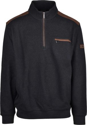 Bugatti Grey Suede Accent Cotton-Blend Half-Zip Sweater
