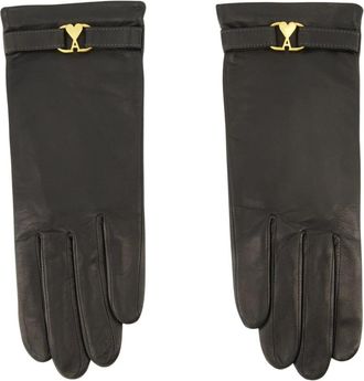 Ami Zwarte leren hart-handschoenen - Dames - Handschoenen - Zwart - 7 IN - Leer - Accessoires