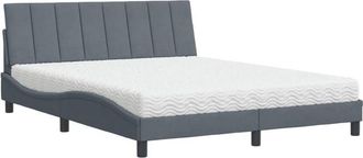 vidaXL Cama Con Colch&oacute;n Hanko Terciopelo Gris Oscuro 160x200 Cm Vidaxl