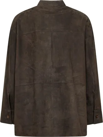 Max Mara Womens Green Suede Leather Midi Jacket Furs & Skins - Lamb Skin Shirt