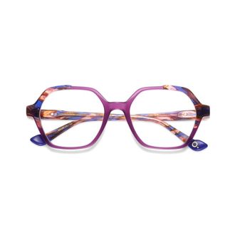 Etnia Barcelona Oriana Geometric Frame Sunglasses with Glossy Purple Acetate Finish