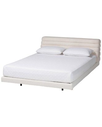 Baxton Studio Alfie Boucle Floating Bed with Channel Tufted Headboard, Queen