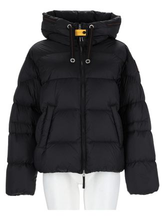 Parajumpers Black Cropped Hooded Accent Nylon Down Jacket