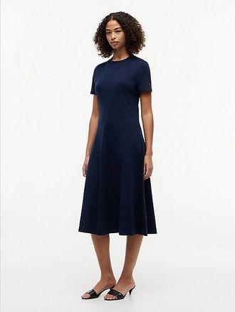 Tommy Hilfiger Vestido midi de punto interlock de corte evas&eacute;
