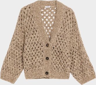 Brunello Cucinelli Oversized Shimmer Open Knit Cardigan