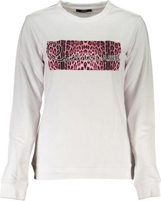 Cavalli Print Logo Sweatshirt - Dames - Sweatshirts - Wit - 2XL - Katoen - Hoodies & sweatvesten