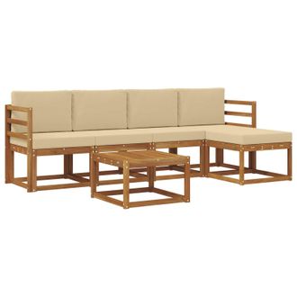 vidaXL Conjunto De Sof&aacute;s De Exterior Con Coj&iacute;n 6 Pcs Natural Y Beige Vidaxl
