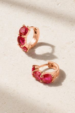 Ileana Makri Orecchini A Cerchio In Oro Rosa 18 Carati Con Rubini