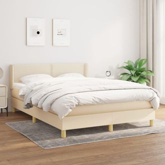 vidaXL Cama Box Spring Con Colch&oacute;n Tela Color Crema 140x200 Cm Vidaxl