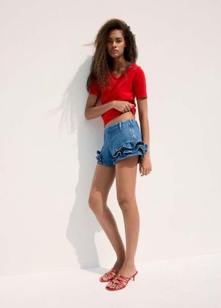 Mango Pullover maglia collo a V rosso - Donna - XXS - MANGO