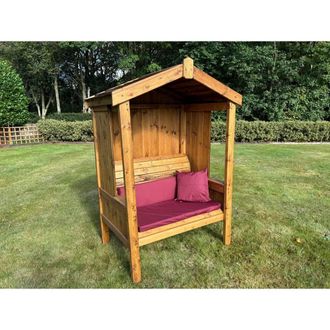 Charles Taylor Trading Two Seater Imperial Arbour - L80 x W129 x H183 cm - Fully Assembled in Light Brown