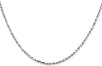 Diamond2Deal 14K White Gold 1.5mm Diamond-cut Rope Chain Necklace
