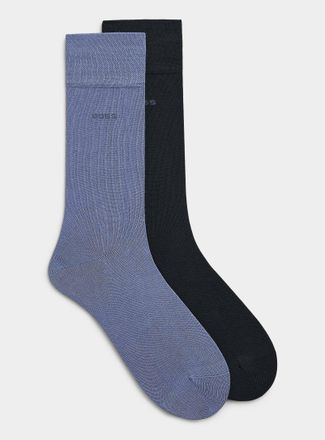BOSS Mens Solid bamboo viscose dress socks 2-pack