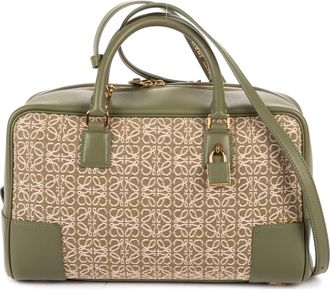 Loewe Pre-owned Womens Amazona Anagram Zip Tote 28 Shoulder Bag - Green - One Size