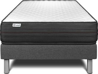 VITALIT Base tapizada gris + Colchón con espuma viscoelástica 90 x 190