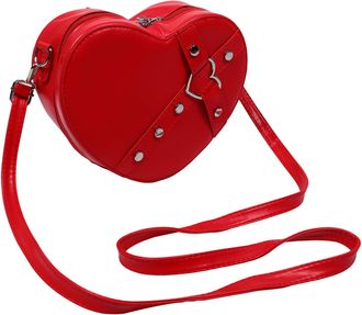 Supvox Stylish Crossbody Bag for Women Small Heart Shaped Purse Zippered Closure Fake Leather Material Cute Design for Casual and Party Occasions