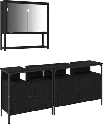 vidaXL Vidaxl - Juego de muebles de baño con puerta 3 pcs Negro 80 x 30 x 60 cm