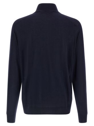 Kiton Half-Zip Wool Sweater - Navy