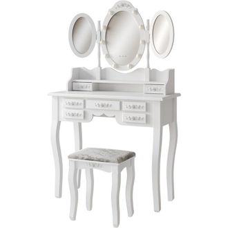 Vicco Tocador Diana, Blanco, 90 Cm Con Iluminaci&oacute;n Y Taburete, Vicco