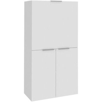Dmora Scrivania con piano nascosto, Made in Italy, Mobile con scaffali e piano da lavoro, Armadio salvaspazio, cm 70x35h140, colore Bianco lucido, con
