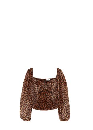 The Attico Leopard Print Stretch Velvet Top Size M
