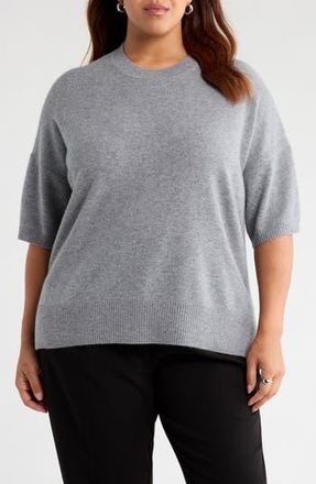 Nordstrom Short Sleeve Cashmere Sweater in Grey Night at Nordstrom Rack, Size 1X/2X