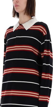 Guest In Residence Striped Cashmere Polo Shirt - Black
