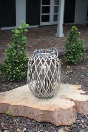 Kalalou Grey Willow Lantern With Glass - Small