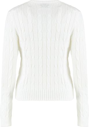 Polo Ralph Lauren Womens Cable Knit Sweater With Long Sleeves White Cotton