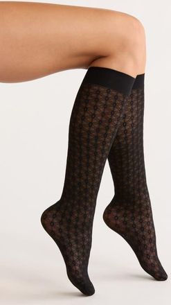 Nordstrom Sheer Jacquard Dress Socks in Black at Nordstrom, Size 9