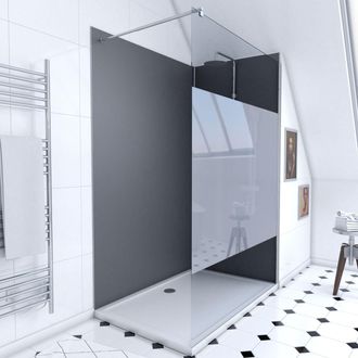 Aurlane Pack Ducha 90x120 - Paneles Gris/cromato + Plato + Mampara Esmerilada