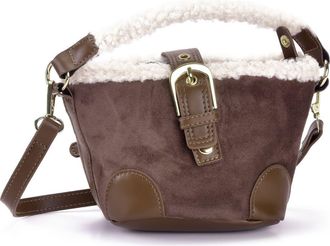 Adornia Faux Shearling Trim Crossbody Bag in Brown at Nordstrom Rack