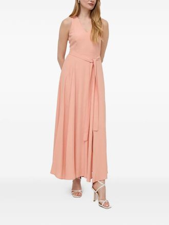 Twin-Set V-neck split maxi dress - women - Polyester/Polyester - M - Pink