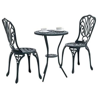Berkfield Home Green 3-Piece Garden Bistro Set in Green Cast Aluminum