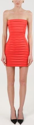 Nocturne Strapless Ribbed Mini Dress in Red at Nordstrom, Size X-Small