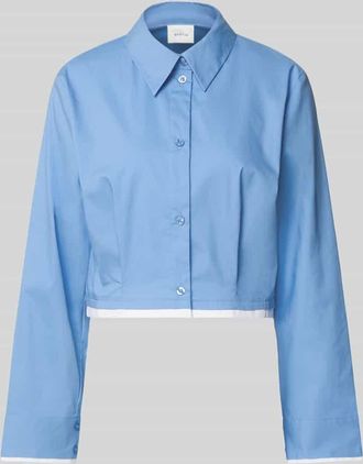 Gestuz Cropped Hemdbluse mit gelegten Falten Modell Zopy in Hellblau, Gr&ouml;&szlig;e 36