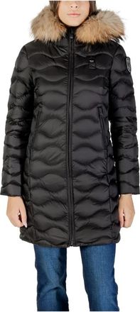 Blauer Gewatteerde Winterjas voor Dames met Nepbont Capuchon - Dames - Parka Jassen - Zwart - M - Nepbont - Jassen