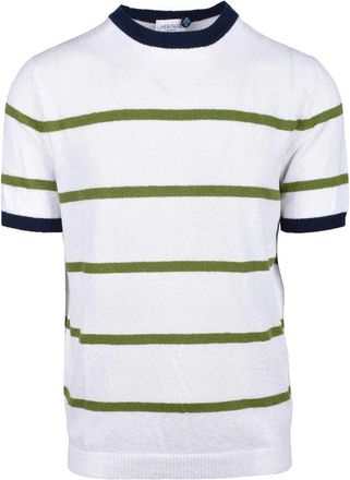 Heritage White Contrast Cotton-Blend Knit Top