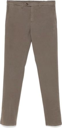 Canali Chinos, male, Brown, Size: 4XL Taupe Brown Slim Cut Twill Pants