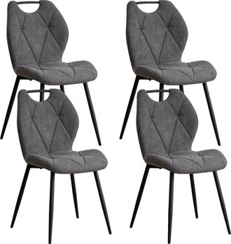 OEM Sillas De Comedor, De Tela Suave, Estilo Minimalista Moderno, Juego De 4, Color Gris