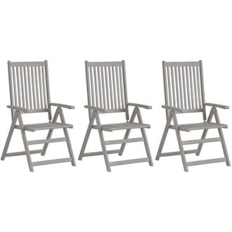 vidaXL Sillas De Jard&iacute;n Reclinables 3 Pcs Acacia Masiva Gris