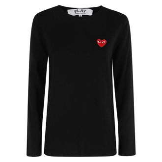 Comme Des Gar&ccedil;ons Round-Neck Jumper - female - Comme des Gar&ccedil;ons Play - Long Sleeve T-Shirts - Black - L - Tops