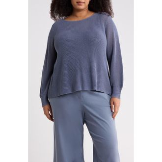 Eileen Fisher Organic Cotton & Silk Ballet Neck Sweater in Flint at Nordstrom, Size 3X
