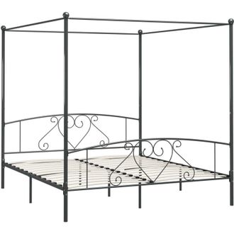 vidaXL Estructura Cama Con Dosel Sin Colch&oacute;n Metal Gris 180x200 Cm Vidaxl