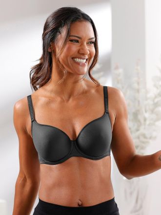 Mey T-Shirt-BH MEY, Damen, Gr. 70, Cup C, grau (graphit), 77% Polyamid, 23% Elasthan, BHs T-Shirt-BH