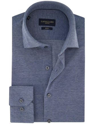 Cavallaro katoenen overhemd Cavallaro blauw effen jersey